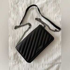 Aldo Black Quilted Crossbody Bag with Chain Strap